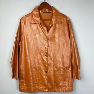 Vintage Robert Krugman Orange Coated Linen Button Down Jacket Medium